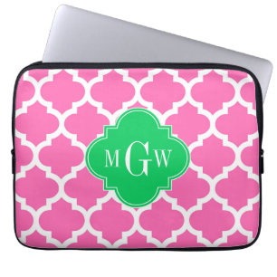 Funda Para Portátil Rosa Caliente Con Marroquí #5 Esmeralda 3 Monogram
