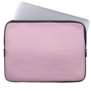 Funda Para Portátil Rosa Con Puntos Blancos Sencillos