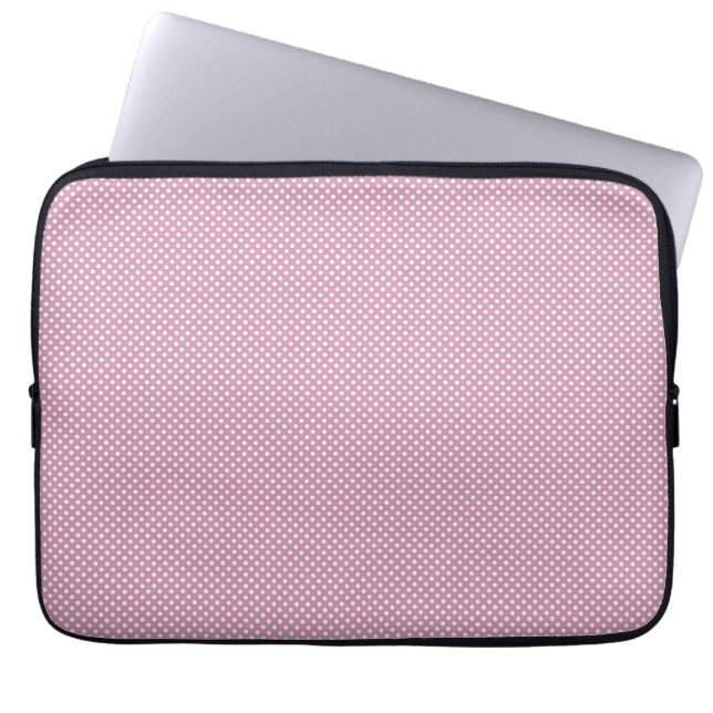 Funda Para Portátil Rosa Con Puntos Blancos Sencillos (Frente)
