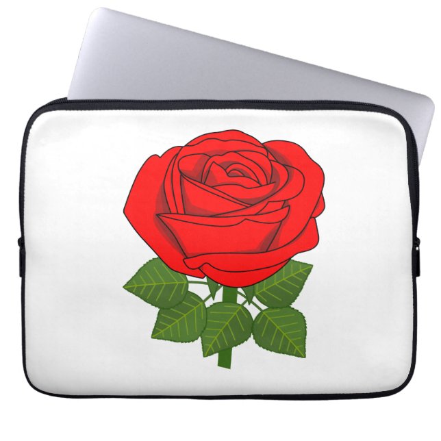 Funda Para Portátil Rosa de flores - rosa roja! (Frente)