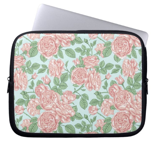 Funda Para Portátil Rosa de flores rosadas patrón de Bouquet Garden (Frente)