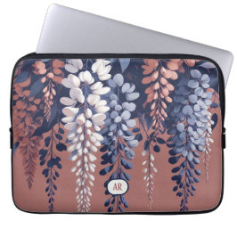 Funda Para Portátil Rosa de la Marina Monograma Wisteria Elegancia