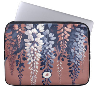 Funda Para Portátil Rosa de la Marina Monograma Wisteria Elegancia