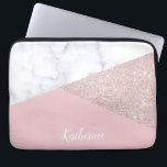Funda Para Portátil Rosa de mármol blanco del purpurina color de rosa<br><div class="desc">Falso purpurina color de rosa geométrico elegante y elegante del oro,  mármol blanco y bloque rosado del color.</div>