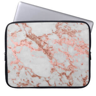 Funda Para Portátil Rosa de oro de mármol moderno Purpurina