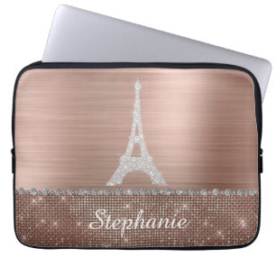 Funda Para Portátil Rosa de oro personalizado de la esparkle de diaman