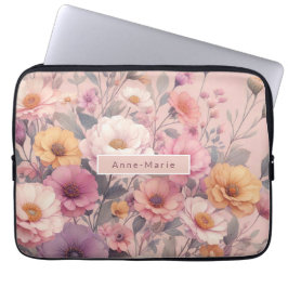 Funda Para Portátil Rosa floral moderno rosa elegante