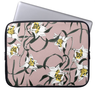 Funda Para Portátil Rosa floral: Patrón de acuarela dibujado a mano