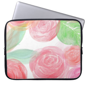 Funda Para Portátil Rosa Flores Neoprene Laptop Zazzle_Growshop.