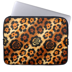 Funda Para Portátil Rosa Leopardo Dorado Estampado Animal