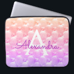 Funda Para Portátil Rosa - Monograma de color púrpura elegante<br><div class="desc">Ombre Rosa y Morado Pastel Elegante,  Funda de Monograma Vintage Girly. Este funda se puede personalizar para incluir su nombre inicial y su nombre de pila.</div>