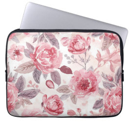 Funda Para Portátil Rosa Peonía Rosa Acuarela Jardín Floral