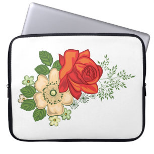 Funda Para Portátil Rosa Roja y Margaritas