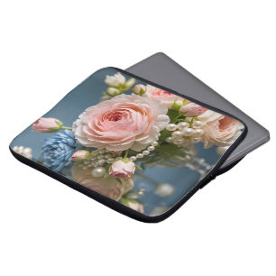 Funda Para Portátil Rosa rosa delgada con perla en jarrón