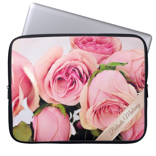 Funda Para Portátil Rosa Rosa Rosa Rosa Oro Añadir nombre (Frente)