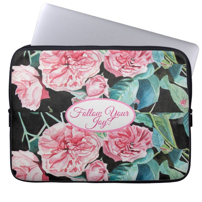 Funda Para Portátil Rosa Roses rosados floral Sigue tu patrón de alegr (Frente)