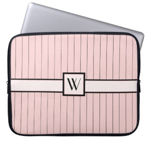 Funda Para Portátil Rosado con funda de portátil Pinstripes negras