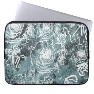 Funda Para Portátil Rosas agrupados/Verde azulados oscuros