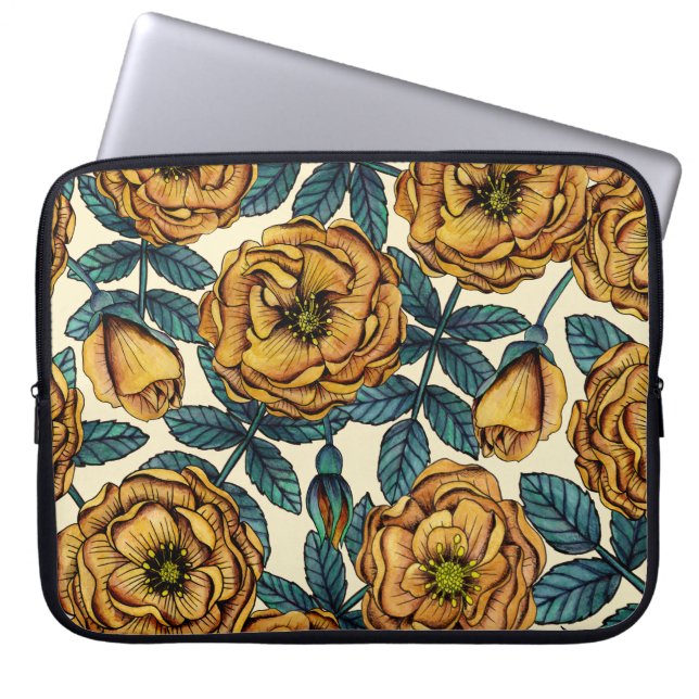 Funda Para Portátil Rosas amarillas doradas - Floral de inspiración vi (Frente)
