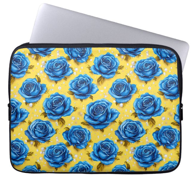 Funda Para Portátil Rosas azules 3d (Frente)