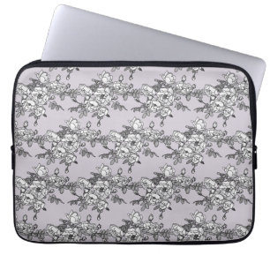 Funda Para Portátil Rosas blancas pintadas en polvo rosa