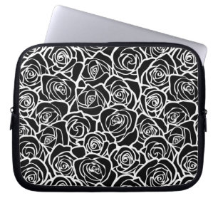 Funda Para Portátil Rosas blancas y negras de la cosecha