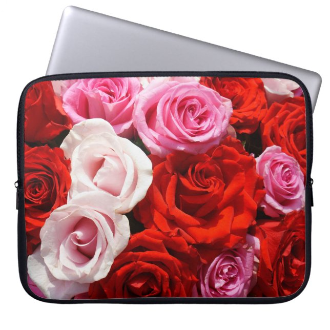 Funda Para Portátil Rosas con manga para portátil de 15" (Frente)