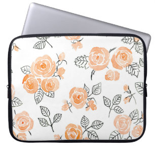 Funda Para Portátil Rosas de acuarela: fondo blanco de tinta