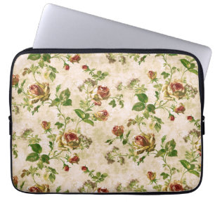Funda Para Portátil Rosas de artesanía de época simple