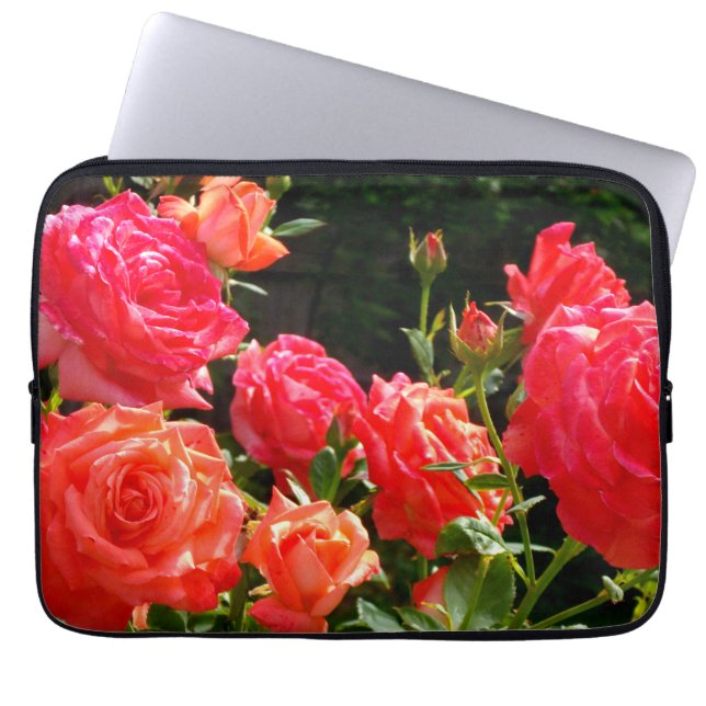 Funda Para Portátil Rosas de coral románticos (Frente)
