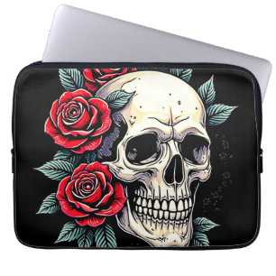 Funda Para Portátil Rosas de cráneo Tattoo Art