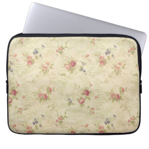 Funda Para Portátil Rosas de época con un viejo patrón de tela angusti