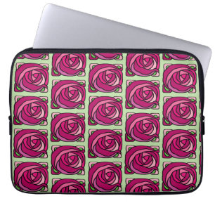 Funda Para Portátil Rosas de la cosecha Patrón floral rosa y verde