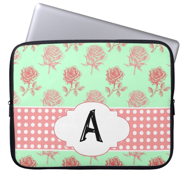 Funda Para Portátil Rosas de la menta (Frente)