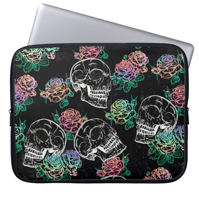 Funda Para Portátil Rosas de Sugar Skull Ombre | Girly Pastel Grunge G (Frente)
