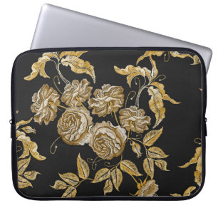 Funda Para Portátil Rosas dorados: Patrón de Bordados de época