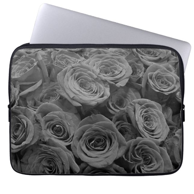 Funda Para Portátil Rosas grises, foto floral gris (Frente)