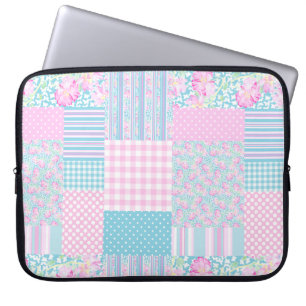 Funda Para Portátil Rosas, mariposas, funda de portátil Faux Patchwork