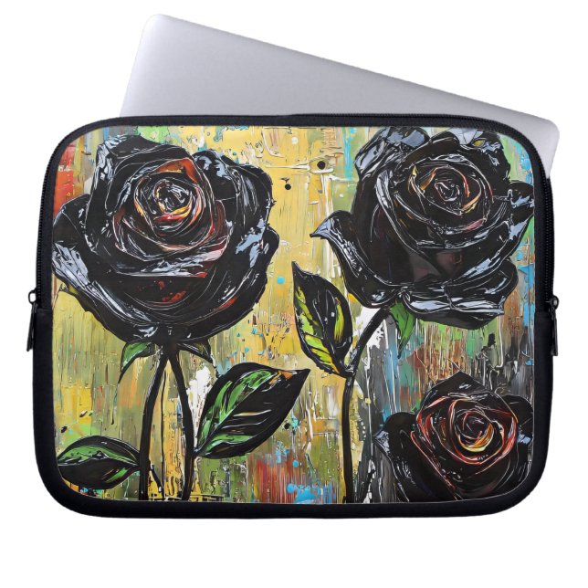 Funda Para Portátil Rosas Negras  (Frente)
