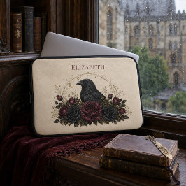 Funda Para Portátil Rosas Negras Góticas Personalizadas Marfil Vintage