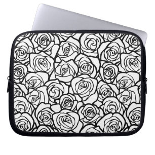 Funda Para Portátil Rosas negras y blancas de Girly Vintage