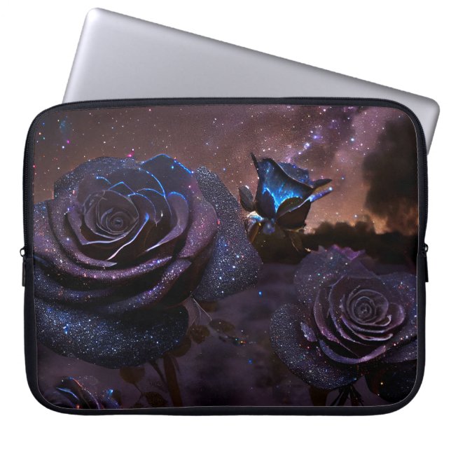 Funda Para Portátil Rosas OSCUROS AZULES Y PURPLES ANTIGUOS (Frente)