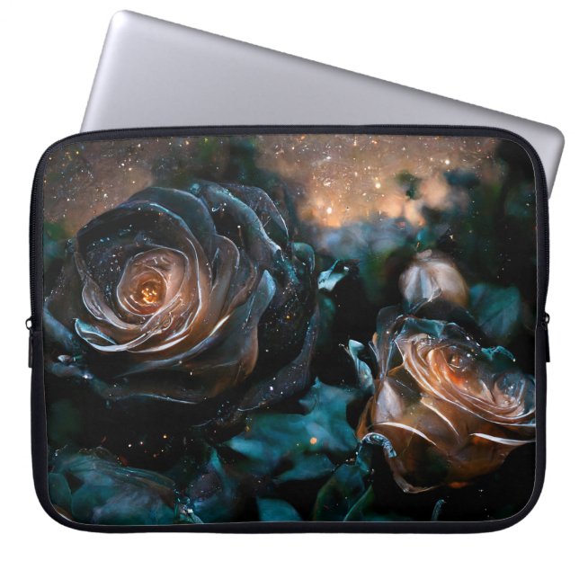 Funda Para Portátil Rosas OSCUROS VERDE AZULADOS Y DE PAZ ANTIGUOS (Frente)
