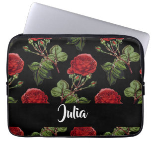 Funda Para Portátil Rosas rojas de nombre personalizado