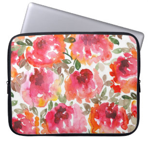 Funda Para Portátil rosas rojas de Shabby, patrón sin costuras.