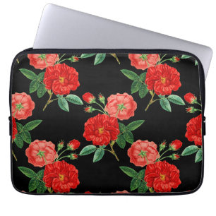 Funda Para Portátil Rosas Rojas, Fondo Negro,