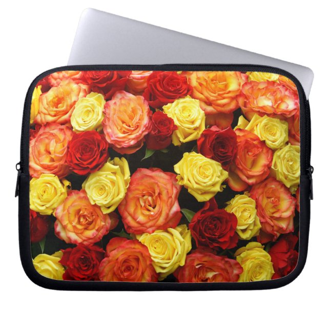 Funda Para Portátil Rosas rojas, Naranjas y amarillas de 10" (Frente)
