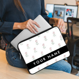 Funda Para Portátil Rosas Rojas, Patrón De Rosas, Tu Nombre