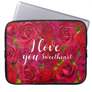 Funda Para Portátil Rosas Rojas Te Amo Nombre