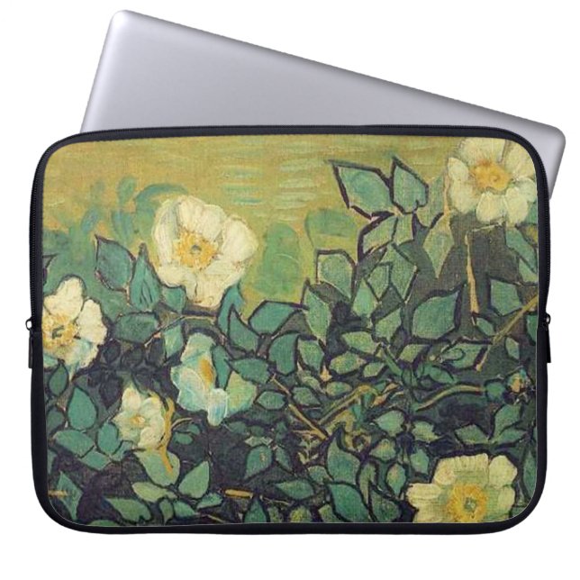 Funda Para Portátil Rosas salvajes, Vincent van Gogh. (Frente)